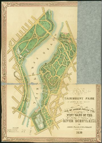 Map, Plan of Fairmount Park showing proposed addition to the West Bank