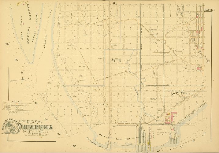 Plate 1, Baist's Atlas of the City of Philadelphia, Penna.