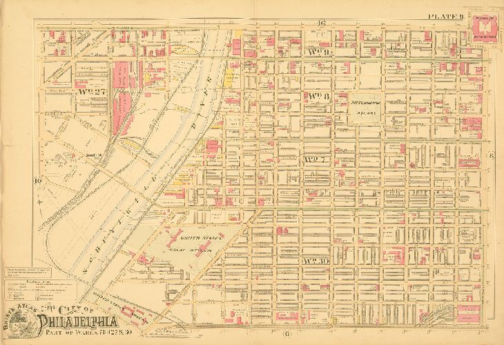 Plate 9, Baist's Atlas of the City of Philadelphia, Penna.