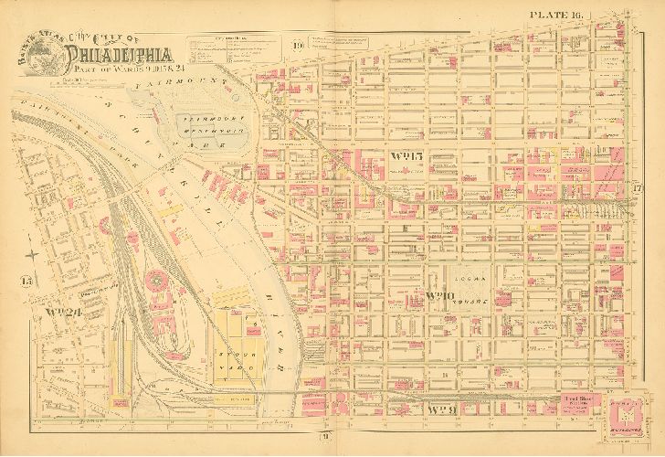 Plate 16, Baist's Atlas of the City of Philadelphia, Penna.