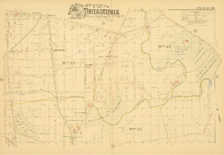 Plate 34, Baist's Atlas of the City of Philadelphia, Penna.