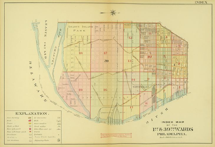 Map Index, Atlas of the 1st and 39th Wards of the City of Philadelphia