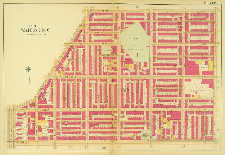 Plate 4, Atlas of the 1st and 39th Wards of the City of Philadelphia