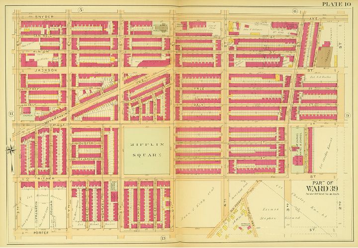 Plate 10, Atlas of the 1st and 39th Wards of the City of Philadelphia