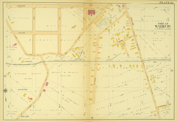 Plate 13, Atlas of the 1st and 39th Wards of the City of Philadelphia