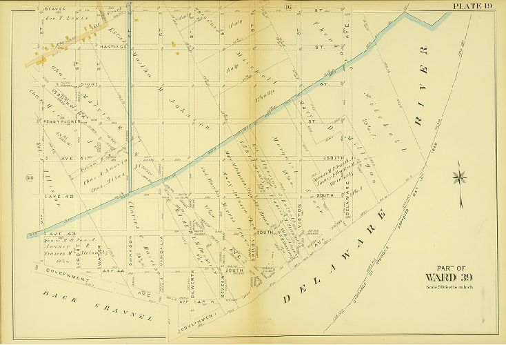 Plate 19, Atlas of the 1st and 39th Wards of the City of Philadelphia