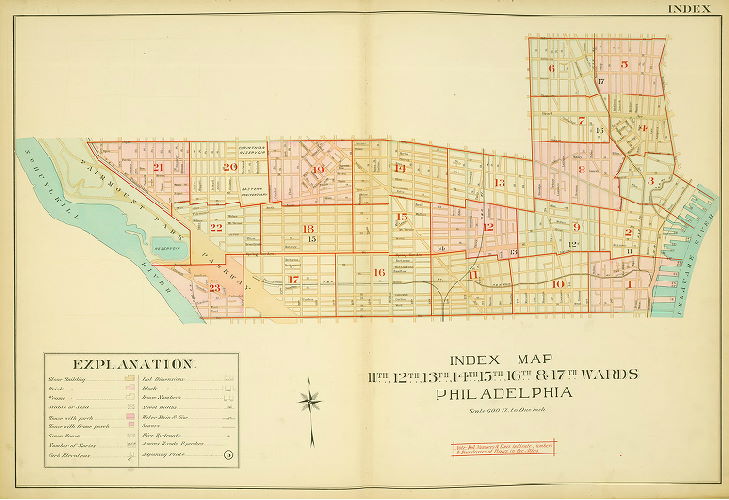 Map Index, Atlas of the 11,12,13,14,15,16 & 17th Wards of the City of Philadelphia