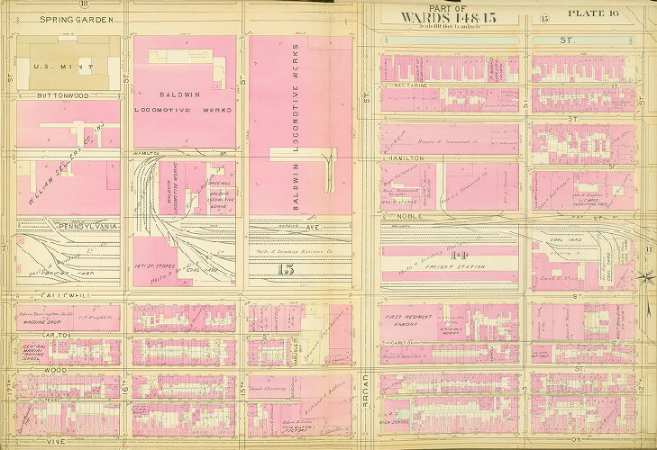 Plate 16, Atlas of the 11,12,13,14,15,16 & 17th Wards of the City of Philadelphia