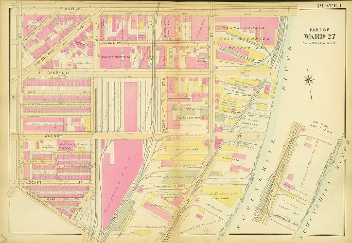 Plate 1, Atlas of the 27th & 46th Wards of the City of Philadelphia
