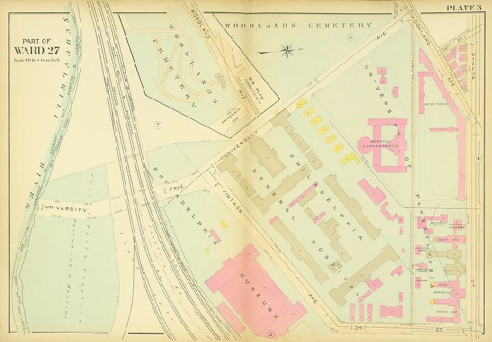 Plate 3, Atlas of the 27th & 46th Wards of the City of Philadelphia