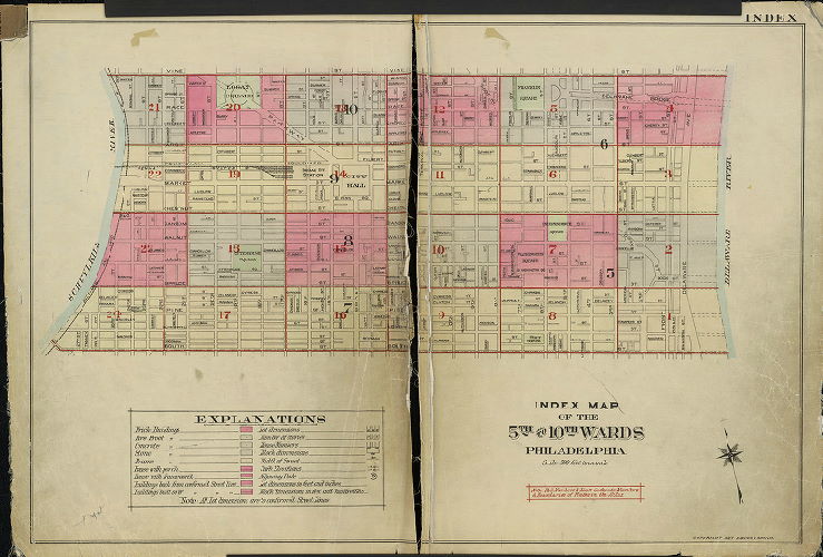 Map Index, Atlas of the 5th to 10th Wards of the City of Philadelphia