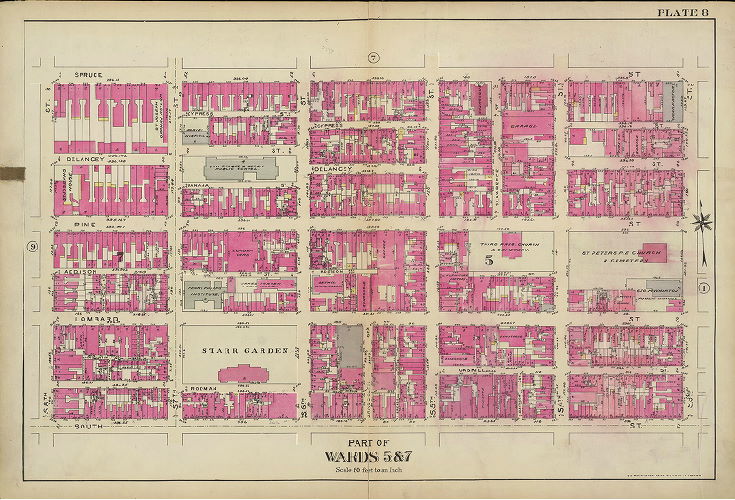 Plate 8, Atlas of the 5th to 10th Wards of the City of Philadelphia