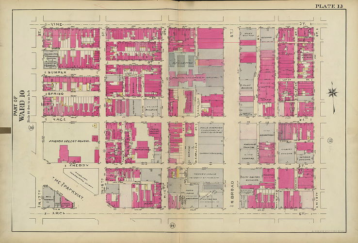 Plate 13, Atlas of the 5th to 10th Wards of the City of Philadelphia
