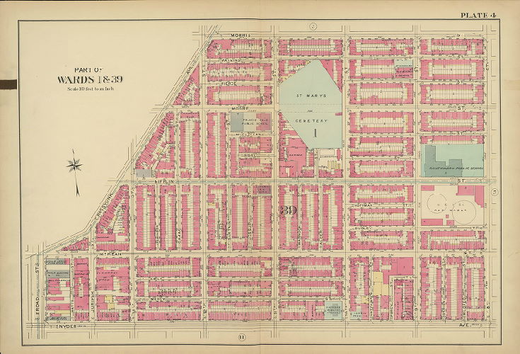 Plate 4, Altas of the 1st and 39th Wards of the City of Philadelphia