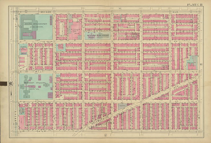 Plate 11, Altas of the 1st and 39th Wards of the City of Philadelphia
