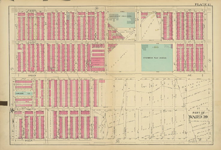 Plate 13, Altas of the 1st and 39th Wards of the City of Philadelphia