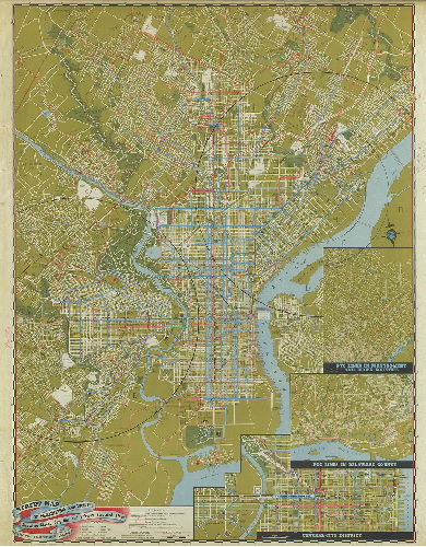 Plan, Street map of Philadelphia and vicinity, showing street car, bus, and subway-elevated lines. Philadelphia Transportation Company. April 1948. 7th Edition.