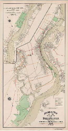 Plan, Harbor Map of the City of Philadelphia, compiled by the Department of Wharves, Docks and Ferries. 1948. "Furnished to N.S.R.B. for use in Civil Defense problems"