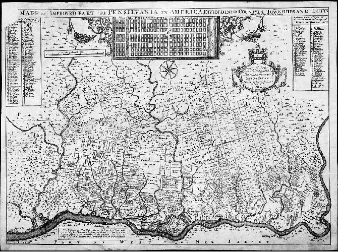 Plan, Map of improved part of Pensilvania [Pennsylvania] in America, divided into counties, townships and lotts.
