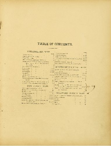 Contents, Atlas of Philadelphia and Environs