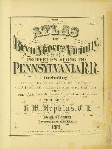 Title Page, Atlas of Bryn Mawr and Vicinity