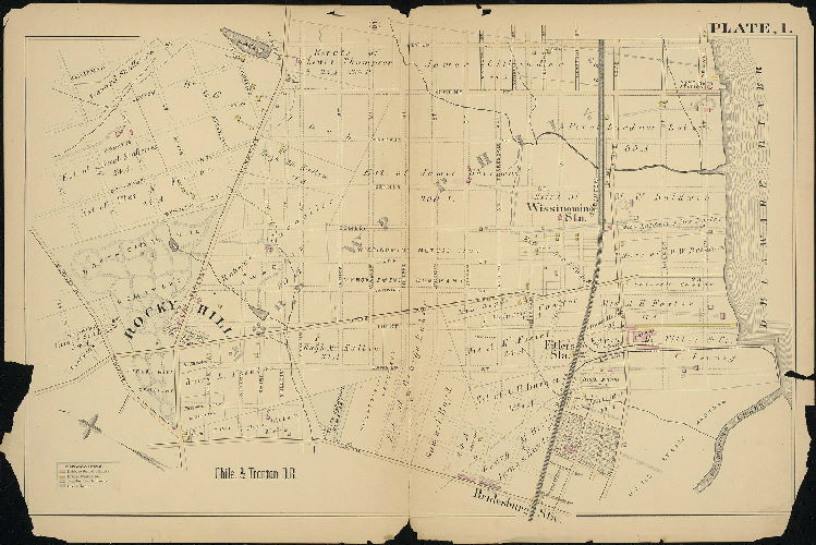 Plate 1, Atlas of Properties near the Philadelphia and Trenton Rail Road (New York Div., Pennsylvania Rail Road), Frankford to Trenton