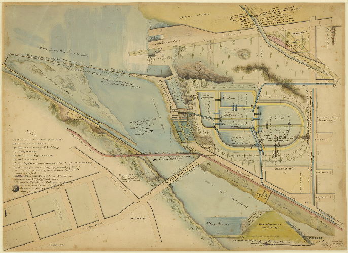 Plan of Water Works Reservoirs and Schuylkill River