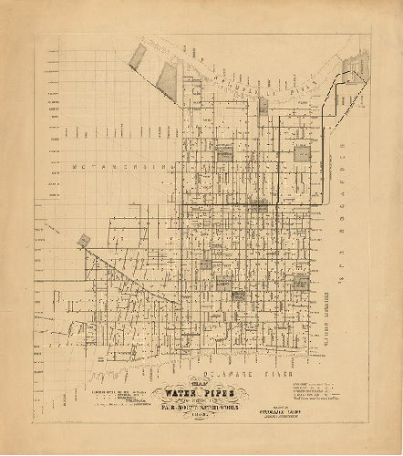 Map Water Pipes by F. Graff, Map of Water Pipes now Supplied by Fair Mount Water Works