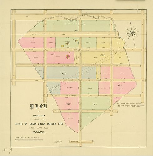 Map, Plan of Auburn Farm, belonging to the Estate of Sarah Emlen Cressen Dec'd.