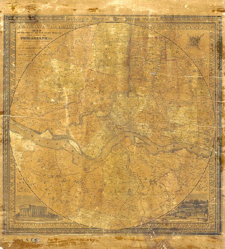 HOTEL ATLAS MAP 1894 PHILADELPHIA PA FALLS OF SCHUYLKILL MILLS CHURCH & STA 