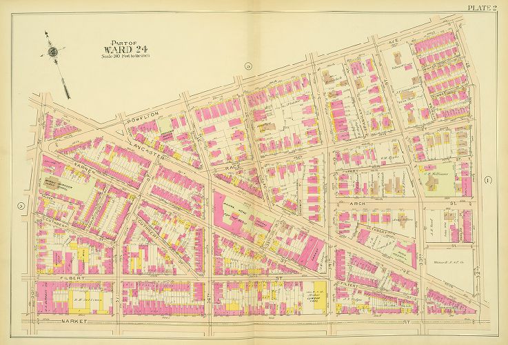 Plate 2, Atlas of the 24th, 34th & 44th Wards of the City of Philadelphia