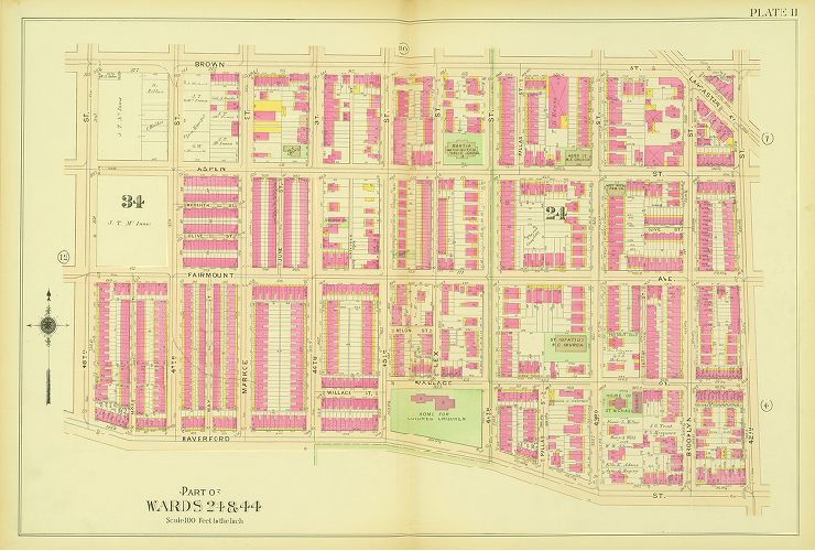 Plate 11, Atlas of the 24th, 34th & 44th Wards of the City of Philadelphia