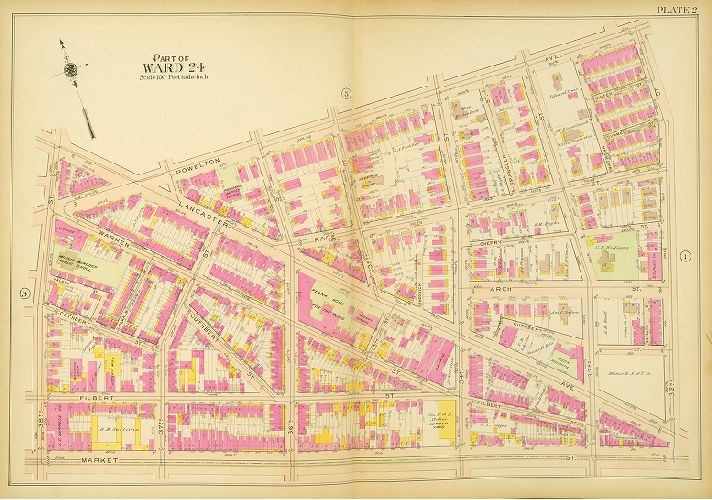 Plate 2, Atlas of the 24th, 34th & 44th Wards of the City of Philadelphia