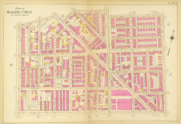 Plate 10, Atlas of the 24th, 34th & 44th Wards of the City of Philadelphia
