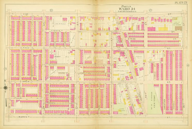 Plate 23, Atlas of the 24th, 34th & 44th Wards of the City of Philadelphia
