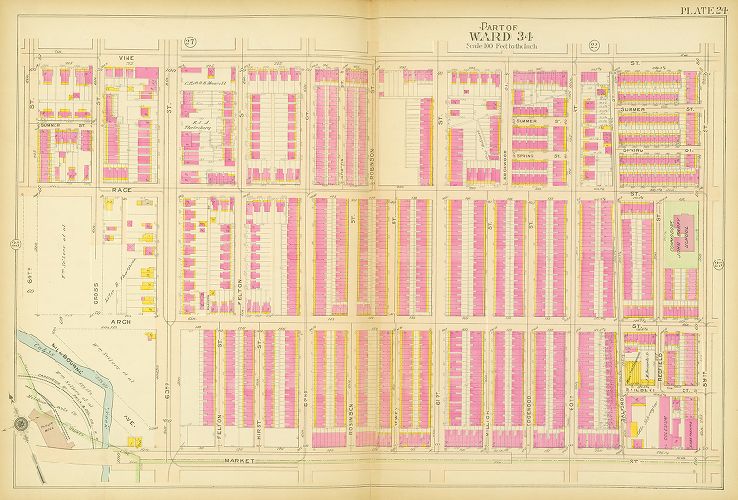 Plate 24, Atlas of the 24th, 34th & 44th Wards of the City of Philadelphia