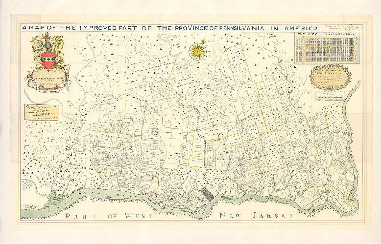 , Fac-simile of Holmes-map of the province of Pennsylvania: with the names of the original purchasers from William Penn, begun in 1681.