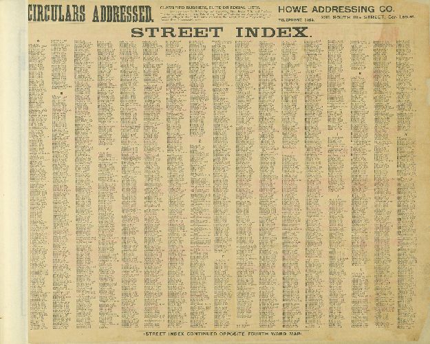 Street Index, Street Atlas of Philadelphia by Wards