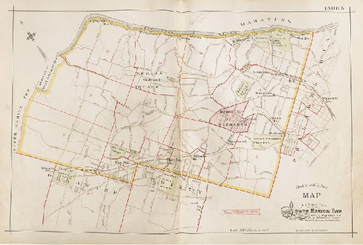 Index Map, Atlas of Lower Merion, Montgomery Co., including part of Delaware Co. and Overbrook Farms, Wynnefield, and Overbrook Impr. Co., Philadelphia