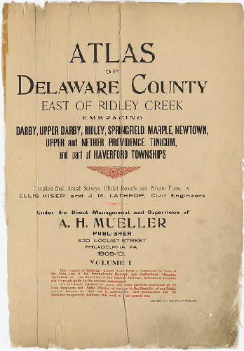 Cover, Atlas of Delaware County East of Ridley Creek