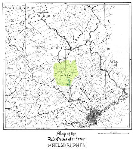 Map, Map of the water courses at and near Philadelphia.
