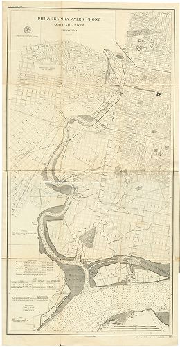 Map, Official maps of the Delaware and Schuylkill rivers. Approaches to the City of Philadelphia.  No. 381: Philadelphia Water Front. Schuylkill River, Pennsylvania. 