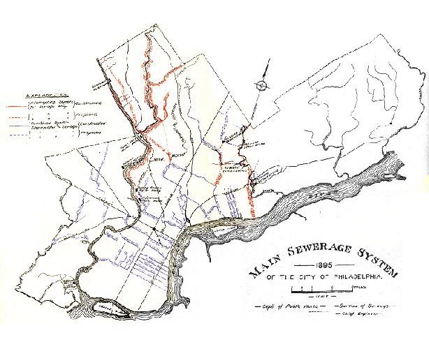 Map, Main sewerage system of the City of Philadelphia.