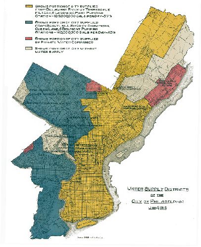 Map, Water supply districts of the City of Philadelphia, Jan. 1, 1919. 