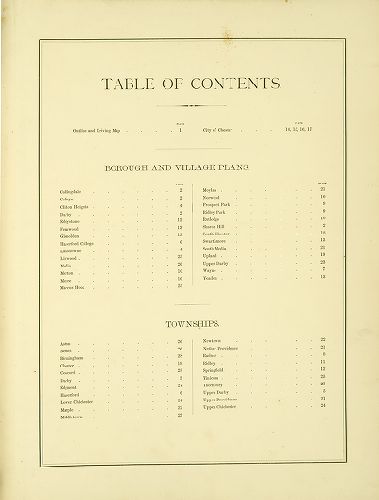 Contents, Atlas of Delaware County